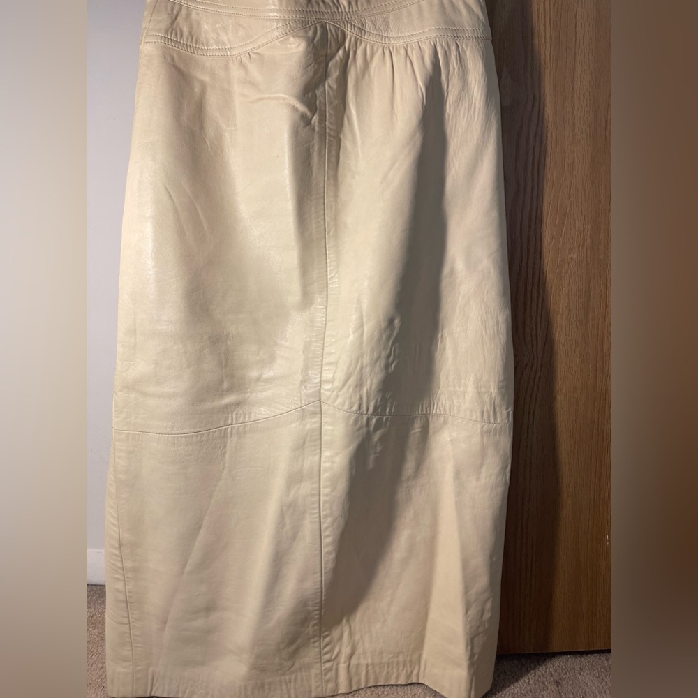 Ivory leather skirt